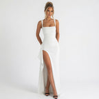The Elara Elegant Ruched Thigh-Slit Max