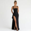 The Elara Elegant Ruched Thigh-Slit Max