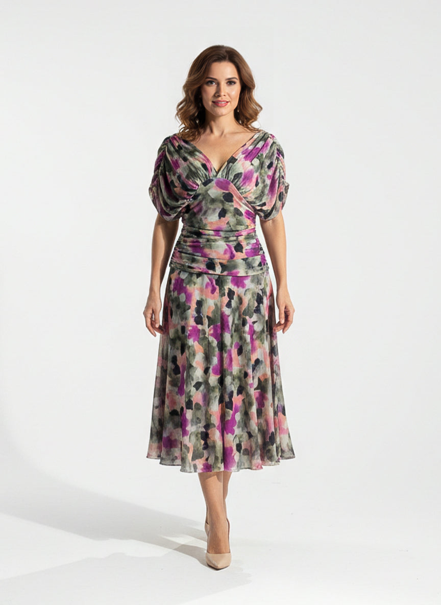 AMAPOLA - Vestido largo floral con cuello en V