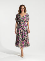 AMAPOLA - Vestido largo floral con cuello en V
