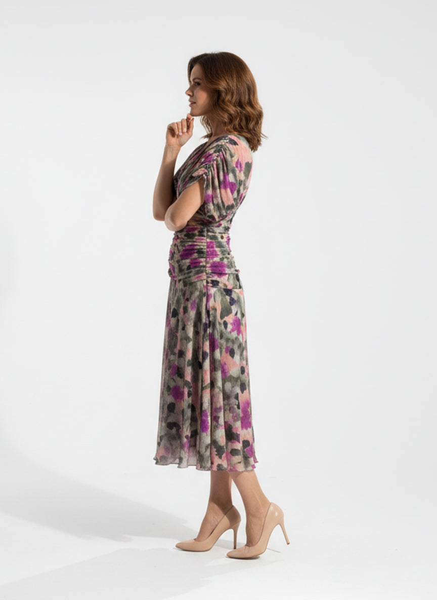 AMAPOLA - Vestido largo floral con cuello en V