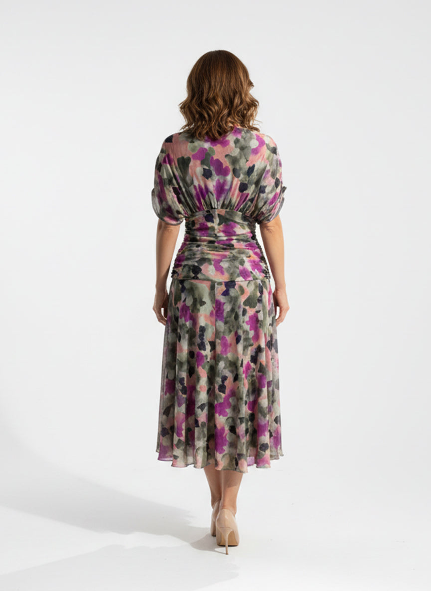AMAPOLA - Vestido largo floral con cuello en V