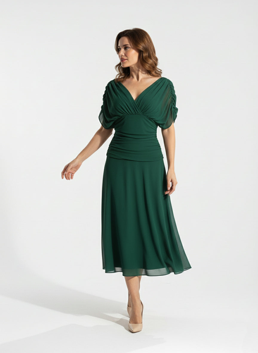 AMAPOLA - Vestido largo floral con cuello en V