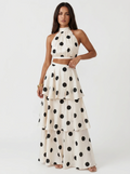 Lucía™ | Conjunto top y falda larga de lunares
