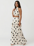 Lucía™ | Conjunto top y falda larga de lunares