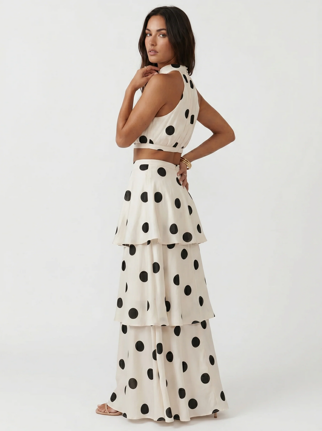 Lucía™ | Conjunto top y falda larga de lunares