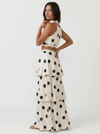Lucía™ | Conjunto top y falda larga de lunares