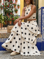 Lucía™ | Conjunto top y falda larga de lunares