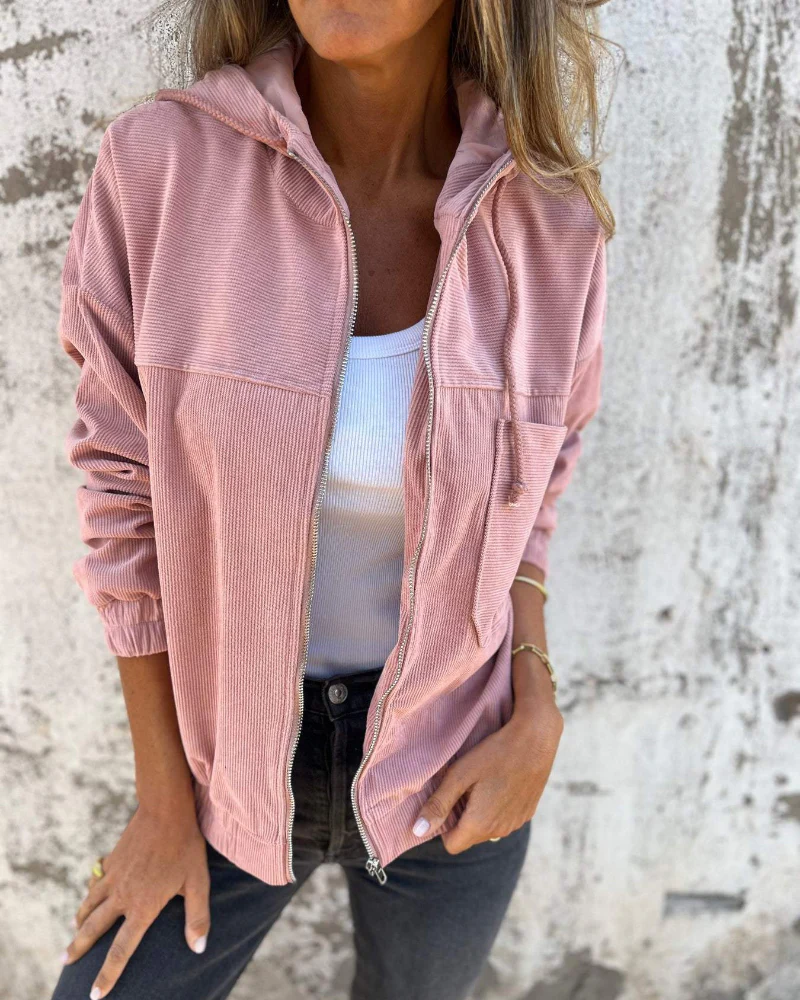 ELLA | Sudadera con capucha de pana con cremallera