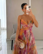 Claudia|™ Encantador vestido largo con estampado floral