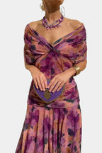 AMAPOLA - Vestido largo floral con cuello en V