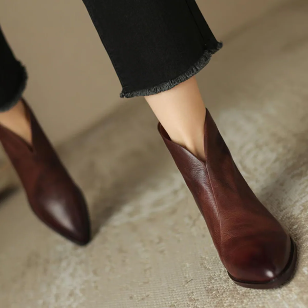 ADELA - Botines de lujo de tacón bajo